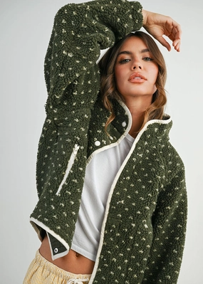 Pippa Fleece Puffer Jacket - Olive & Taupe Frictionless Lining