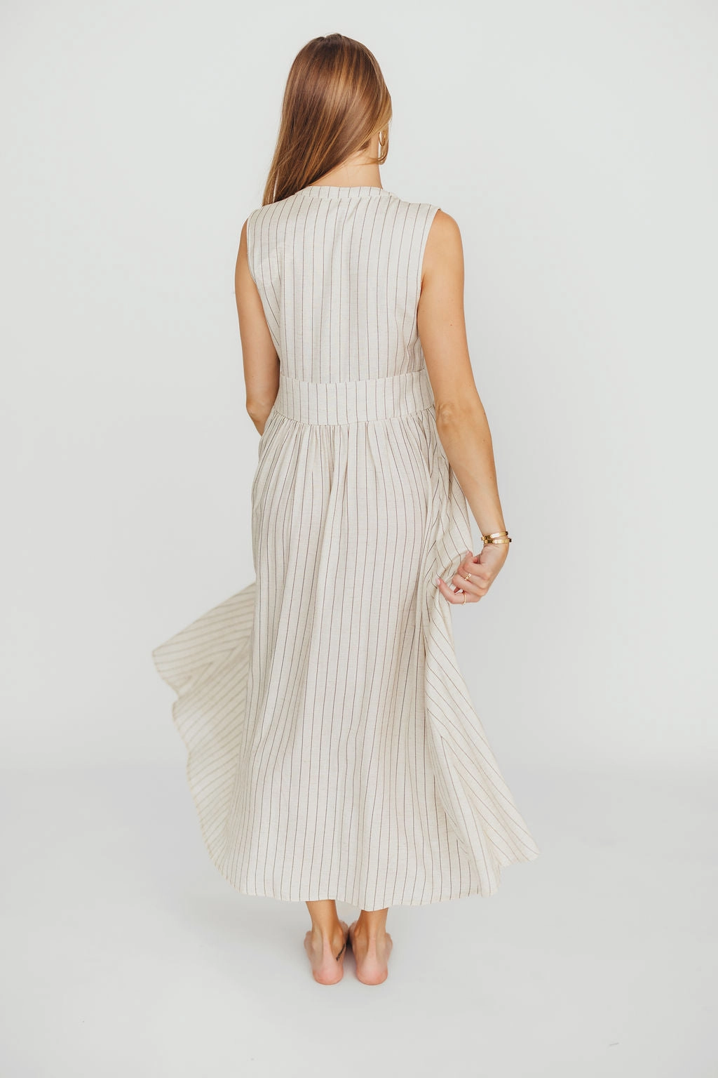 Pippy Button Down Maxi Dress in Natural/Black - Nursing Friendly All Time Fit