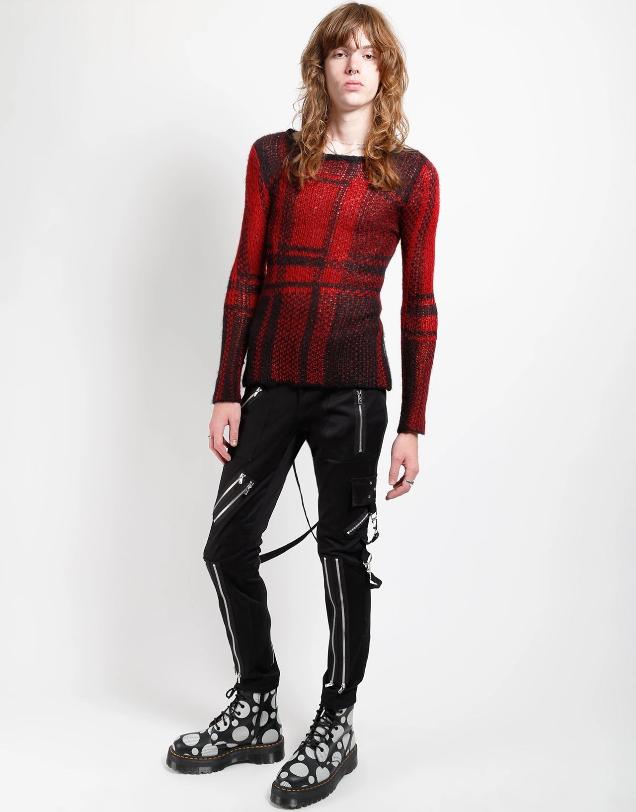 Double Layered Fabric PLAID SWEATER