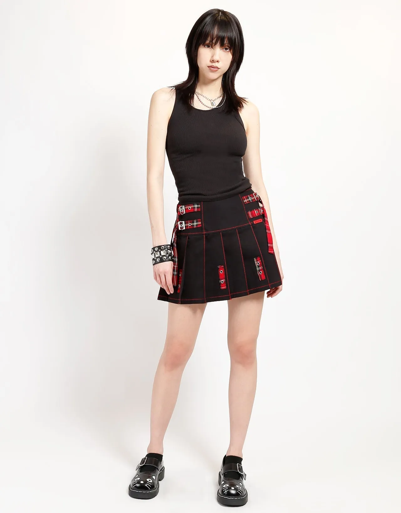 PLEATED STRAP SKIRT Basic Look Breathable Wearable