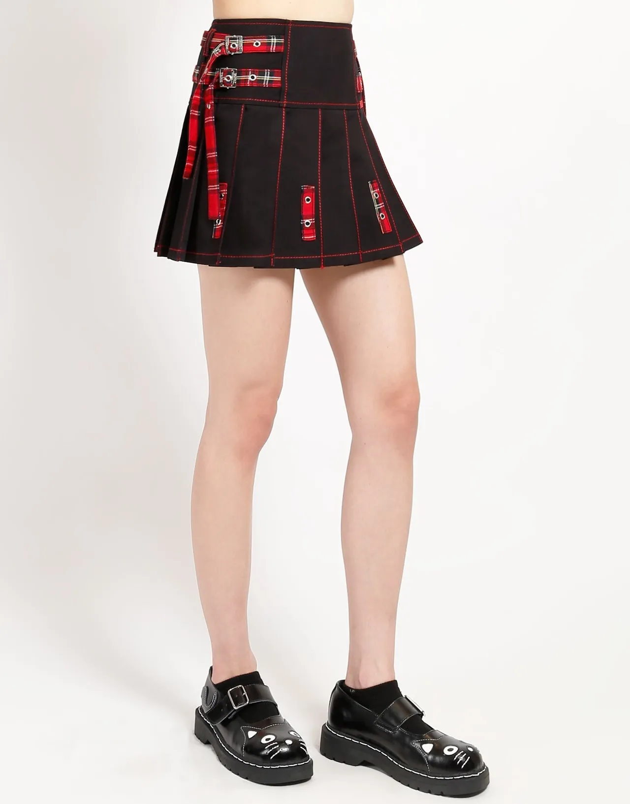 PLEATED STRAP SKIRT Contoured Panel Design