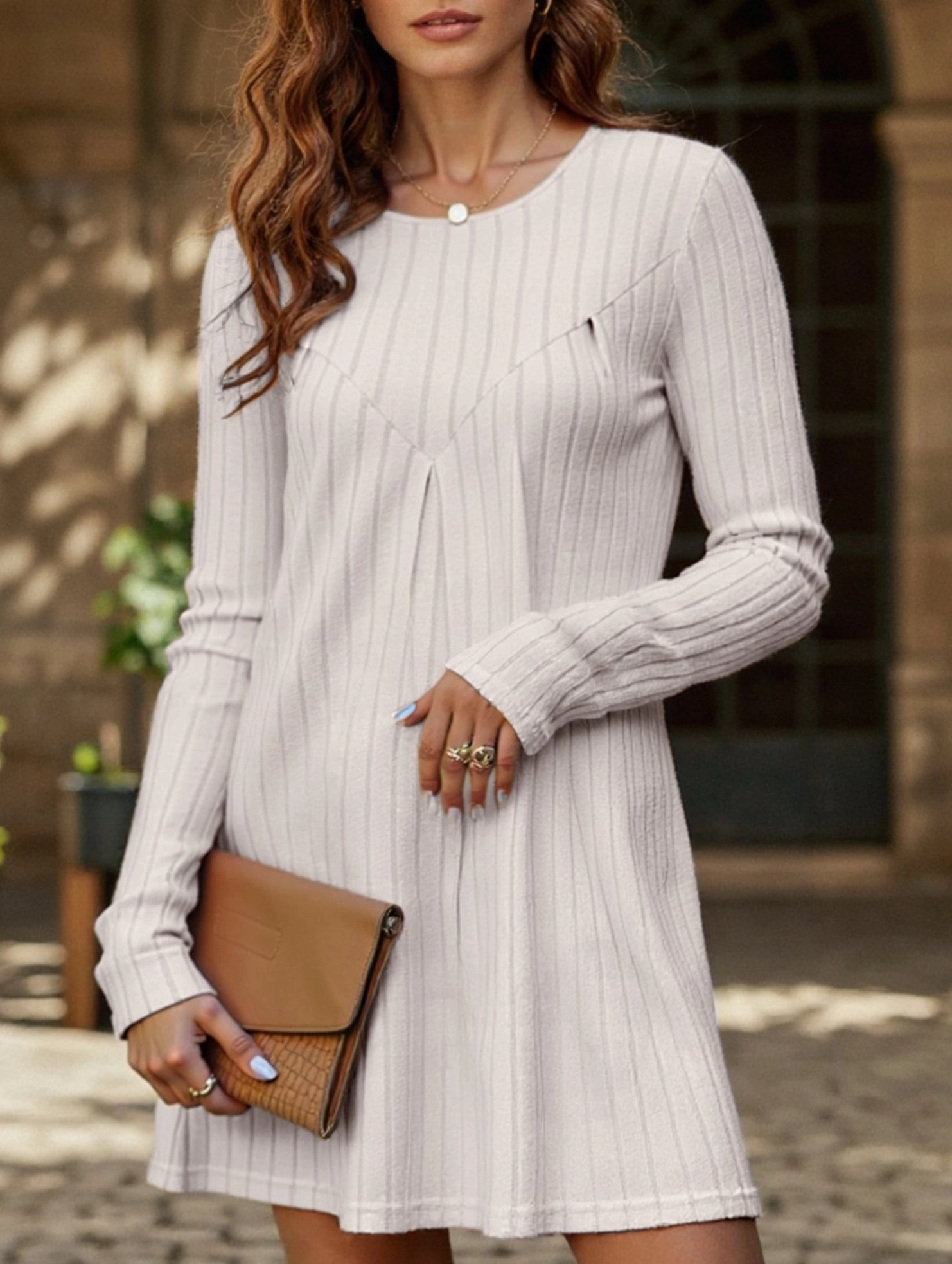 Elastic Fit Pleated patchwork dress