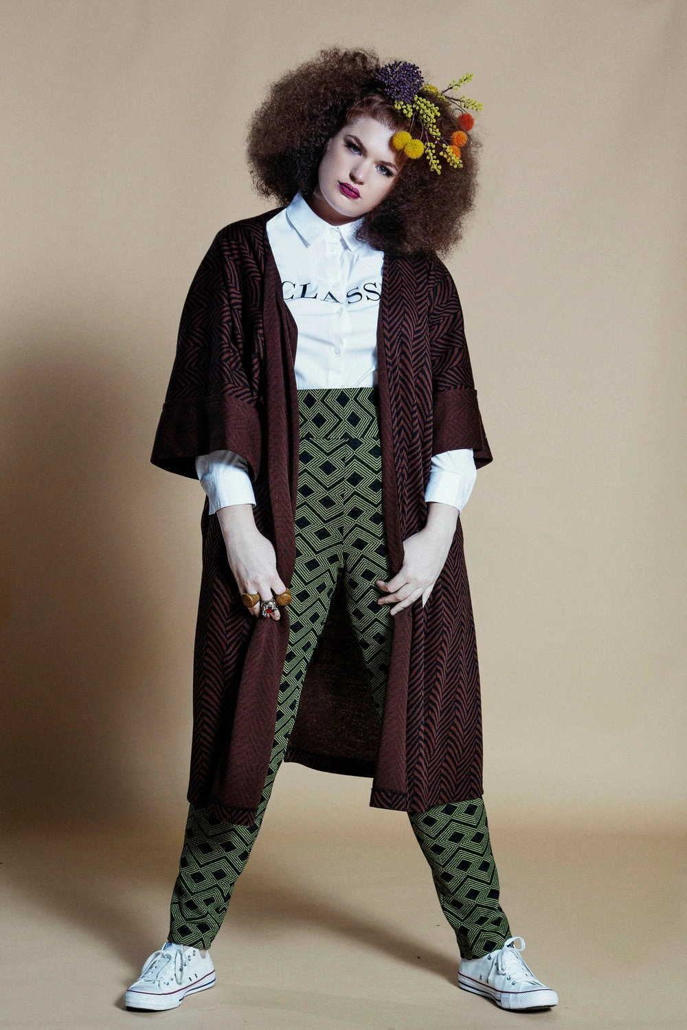 PLUS SIZE CHOCOLATE/BLACK KNIT JACKET- JIBRI Crisp Clean Fit