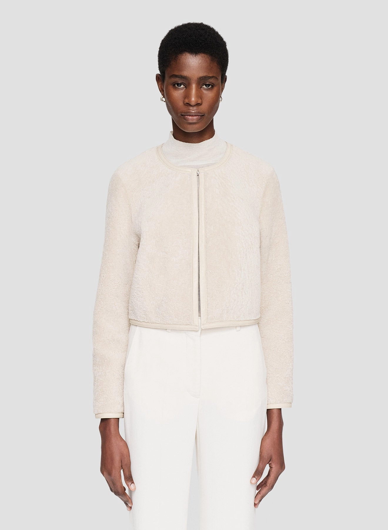 Maurice Embossed Shearling Jacket chest pockets
