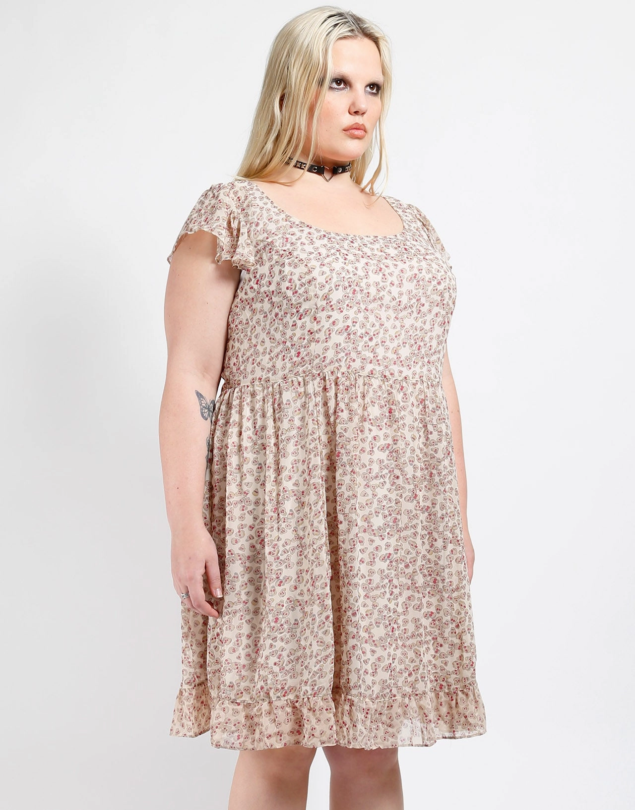Plus Size Sookie Skull Chiffon Dress Casual Pick
