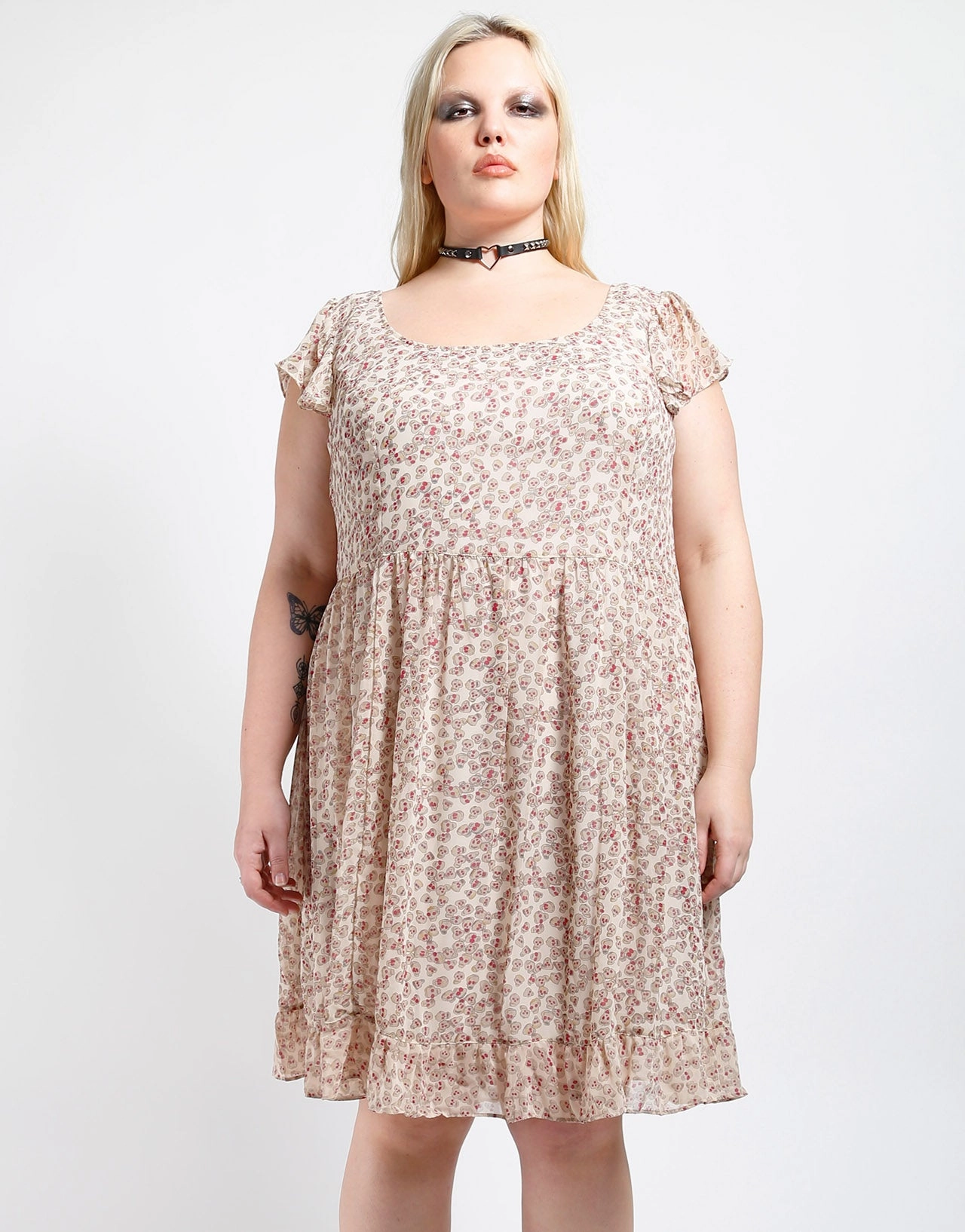 Power Soft Playful printed gown Plus Size Sookie Skull Chiffon Dress