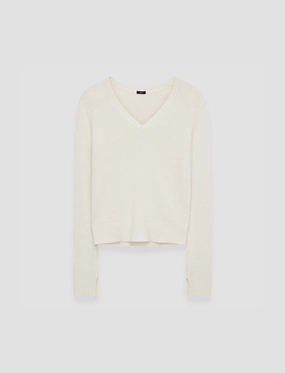 Pure Cashmere V Neck Jumper Soft Microfiber Surface