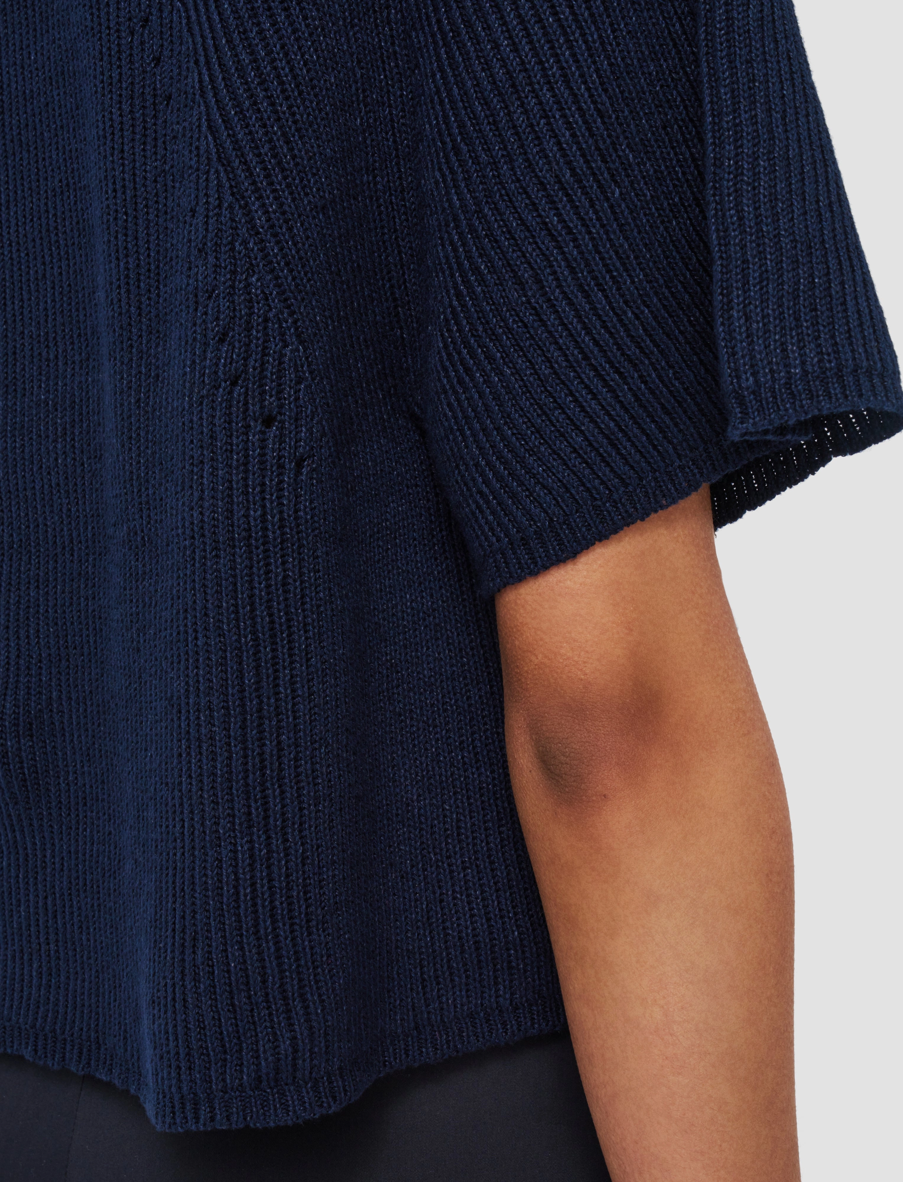 Linen Blend Knit Top simple design WrinkleResistant Knit Structure