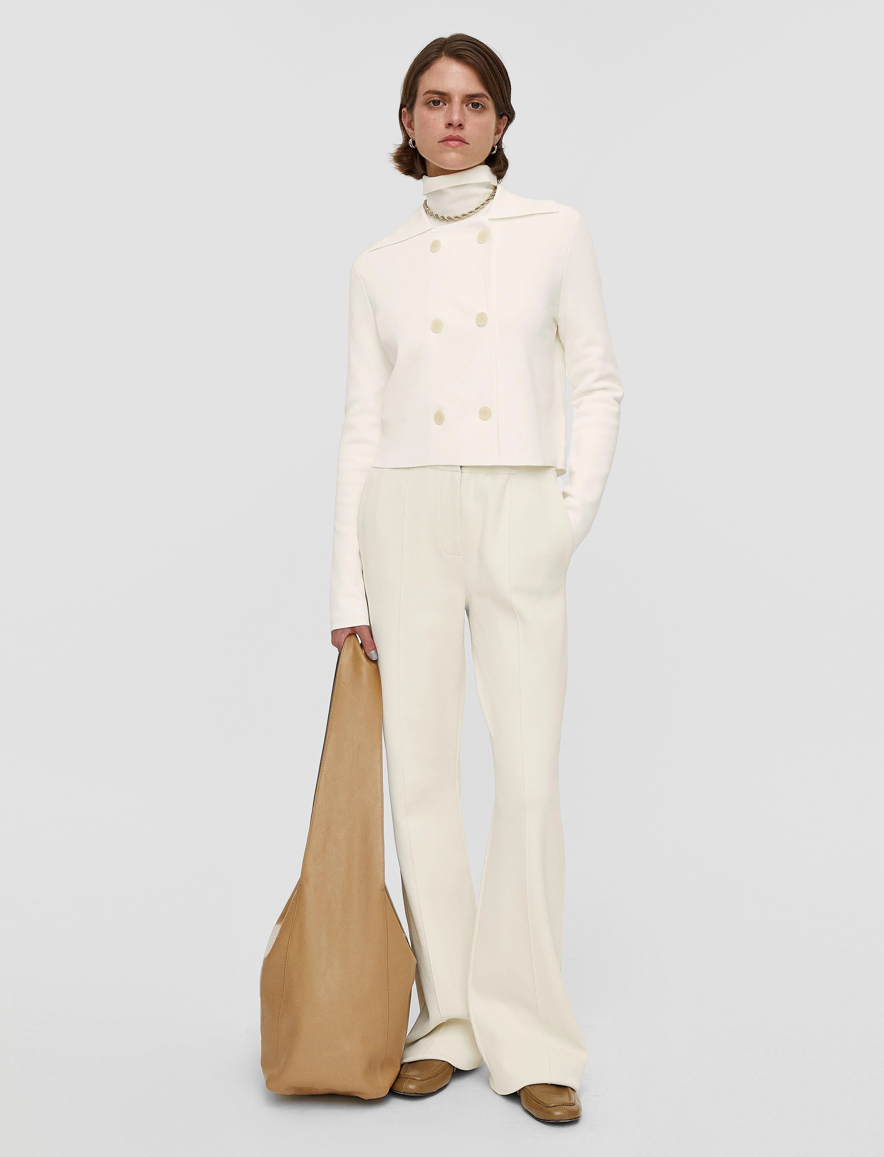 Layered Texture Double Layered Design Milano Knit Stretch Short Jacket