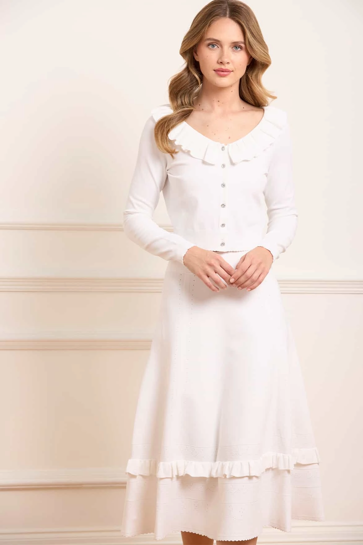 Pointelle Trim Knit Short Cardigan Chic Layer Modern Touch