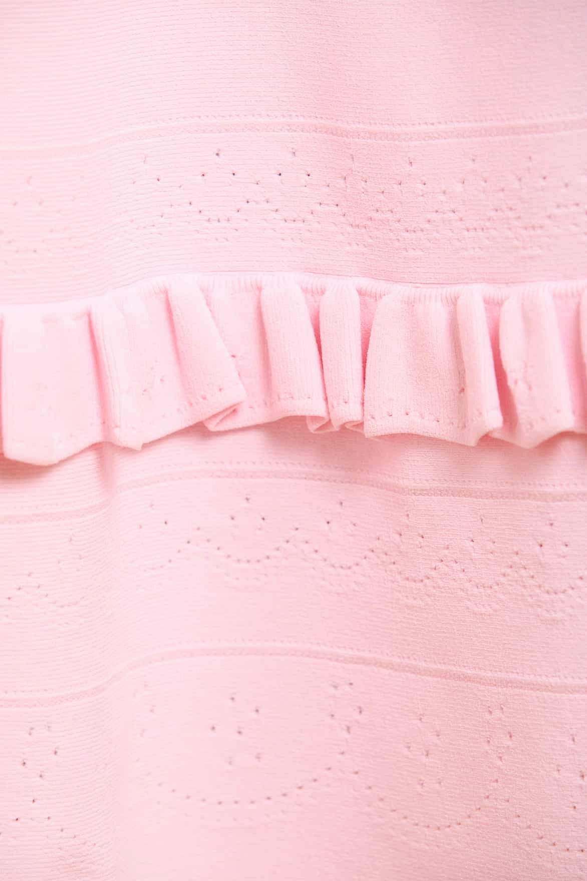 Compact Weave Pointelle Trim Knit Short Cardigan