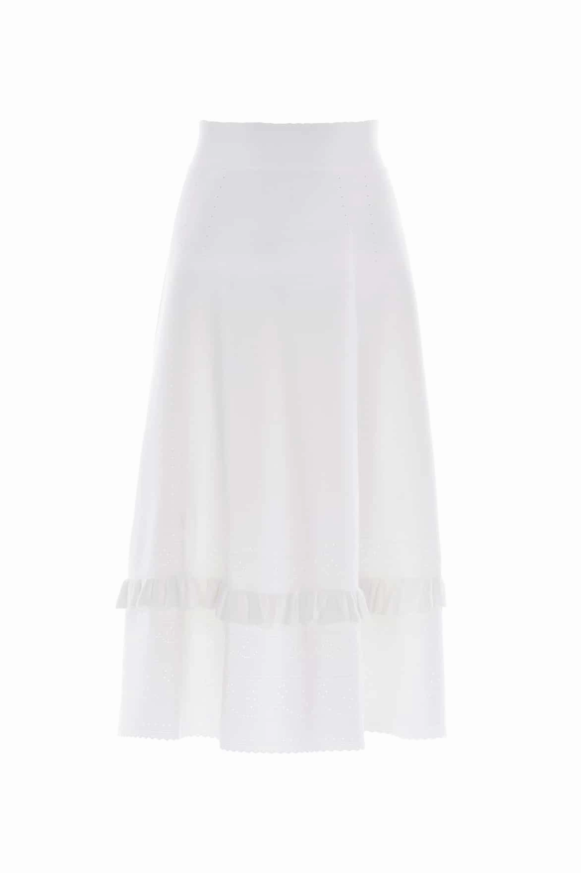 Pointelle Trim Knit Skirt Daily Comfort