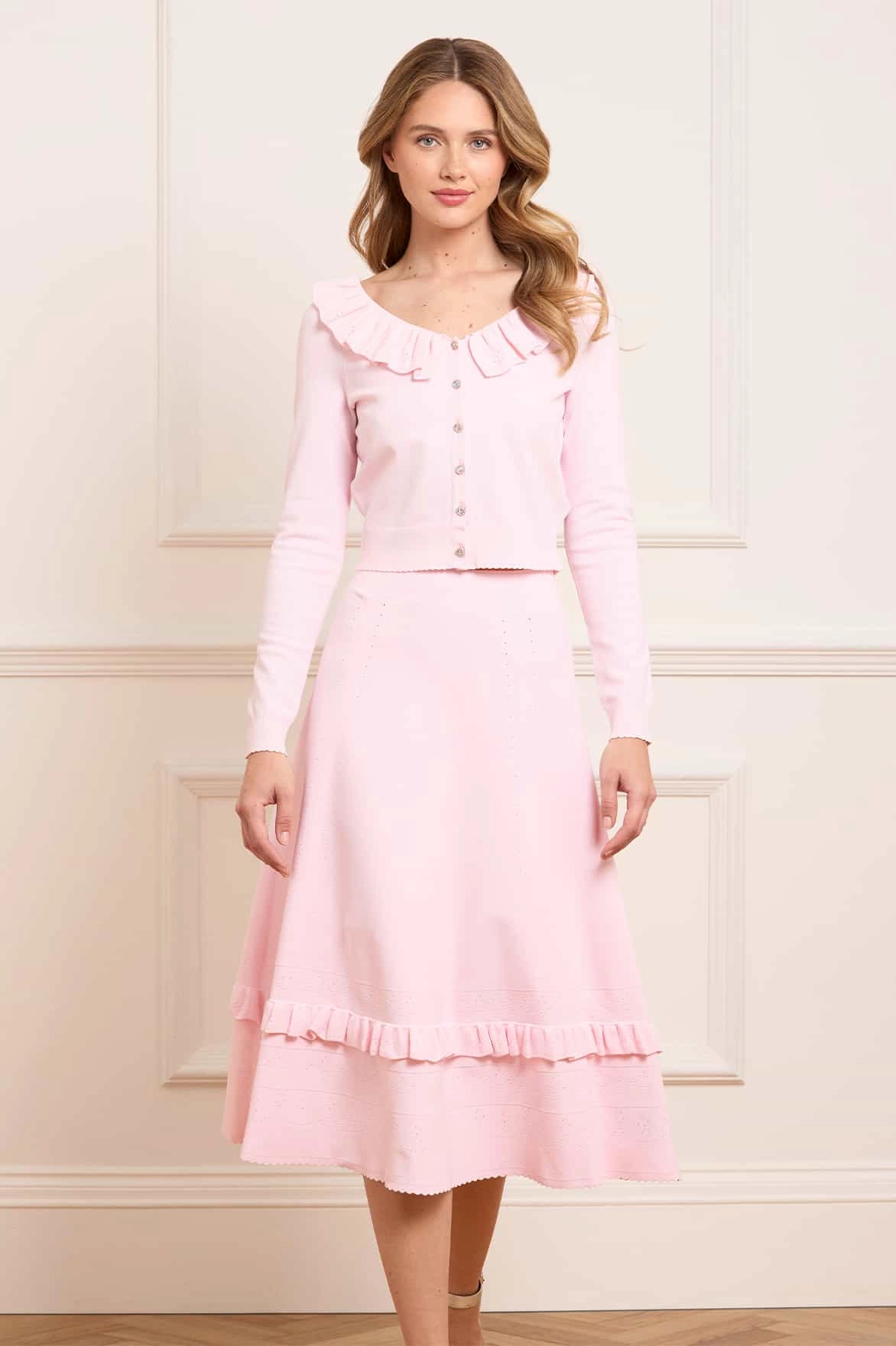 Pointelle Trim Knit Skirt Classic Comfort