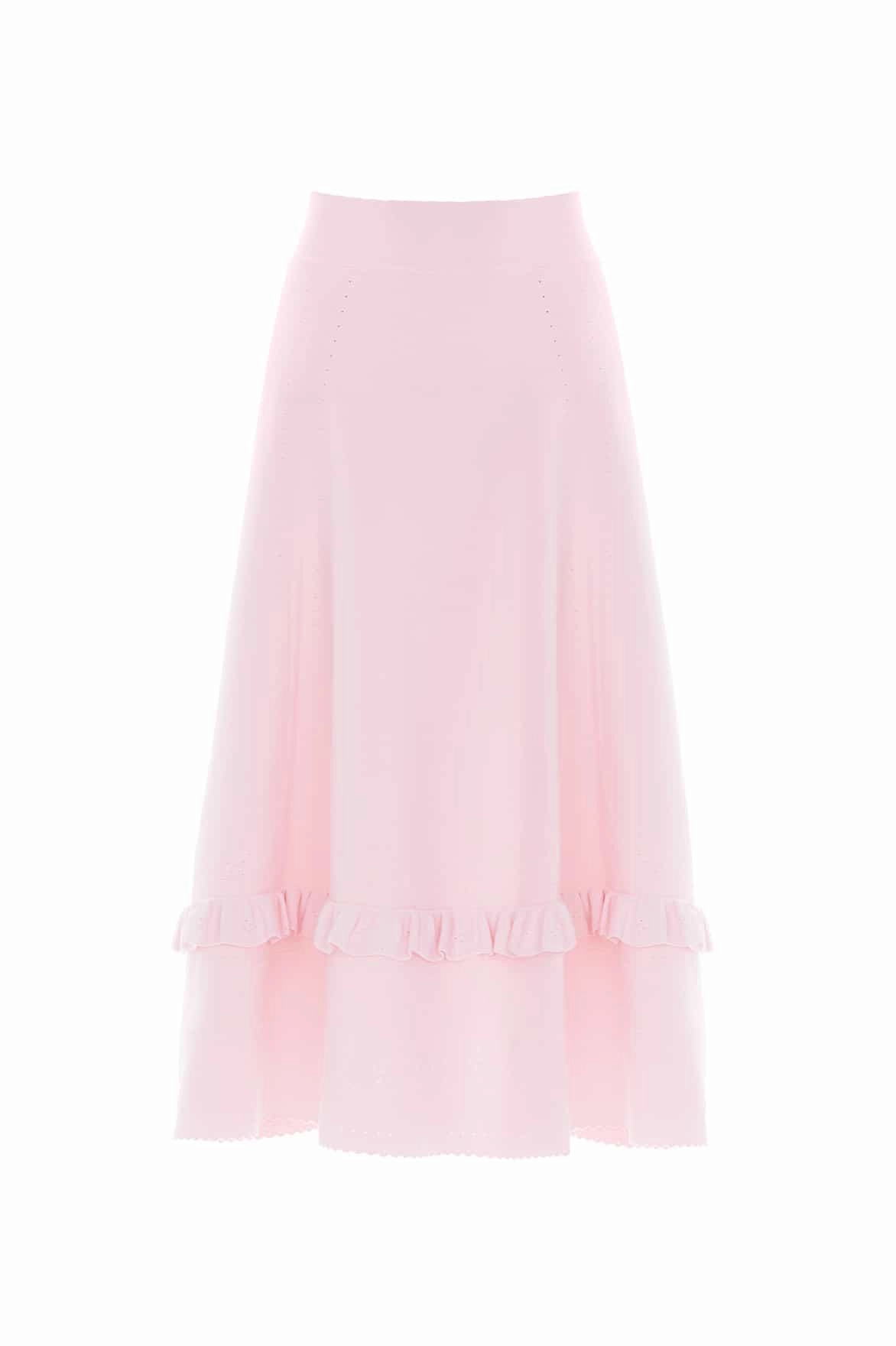 Office Friendly Pointelle Trim Knit Skirt