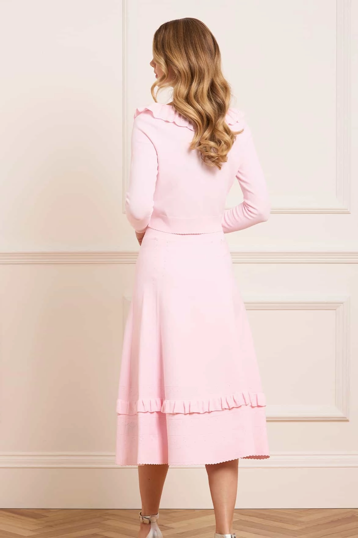 Pointelle Trim Knit Skirt Simple Comforted Clean Finish