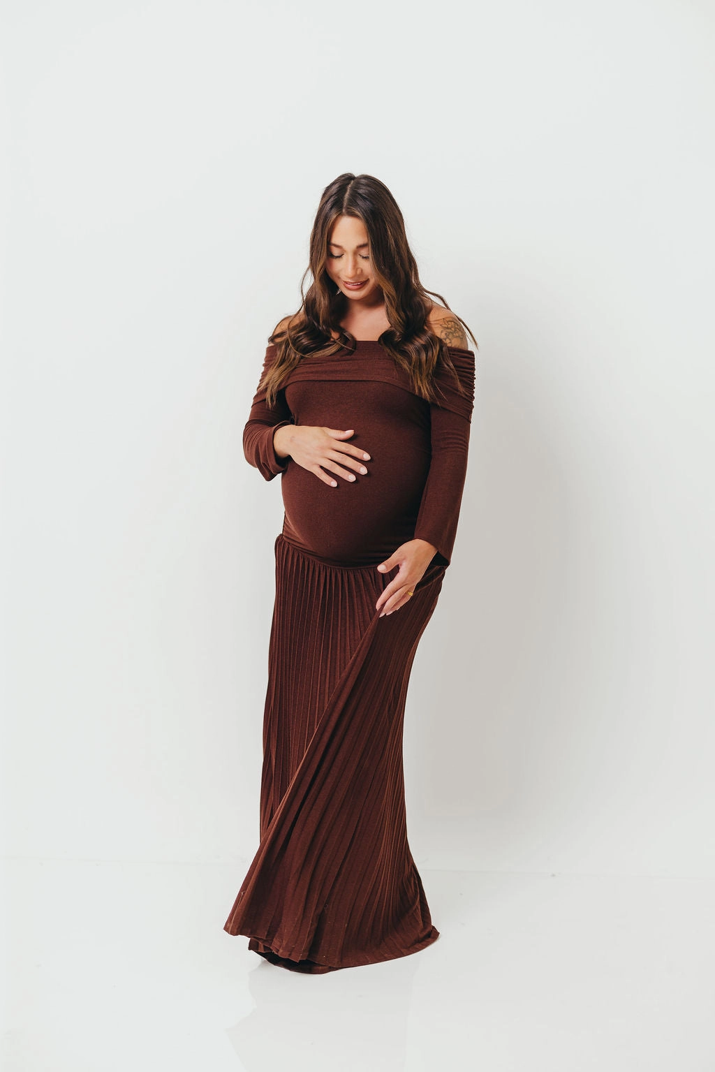 Live Soft Smooth Design Lennox Long Sleeve Maxi Dress in Brown