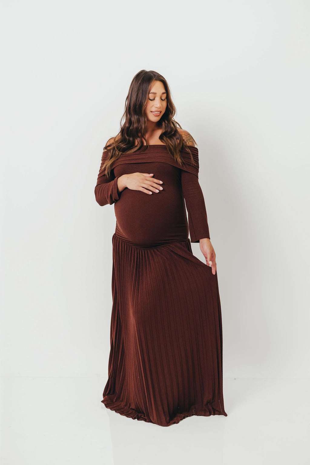 Lennox Long Sleeve Maxi Dress in Brown Night Appeal High Cut