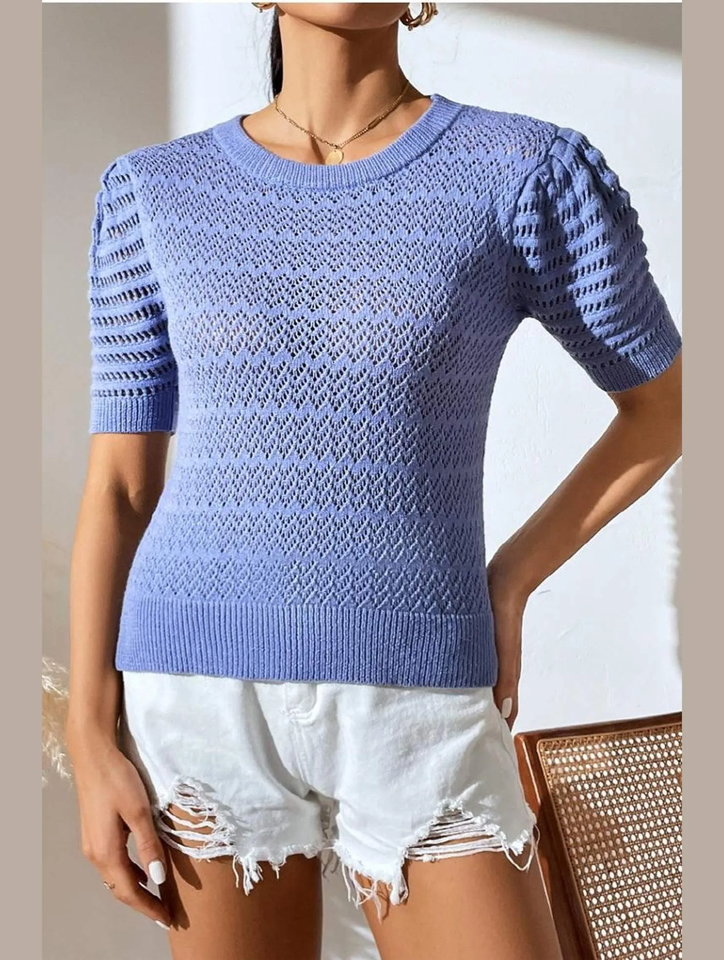 PATTERNED KNIT SHORT SLEEVE CASUAL TOP Outdoor Look