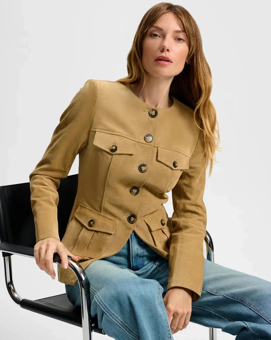 Orrin Suede Jacket Desert Khaki Refined Casual Morning Chill
