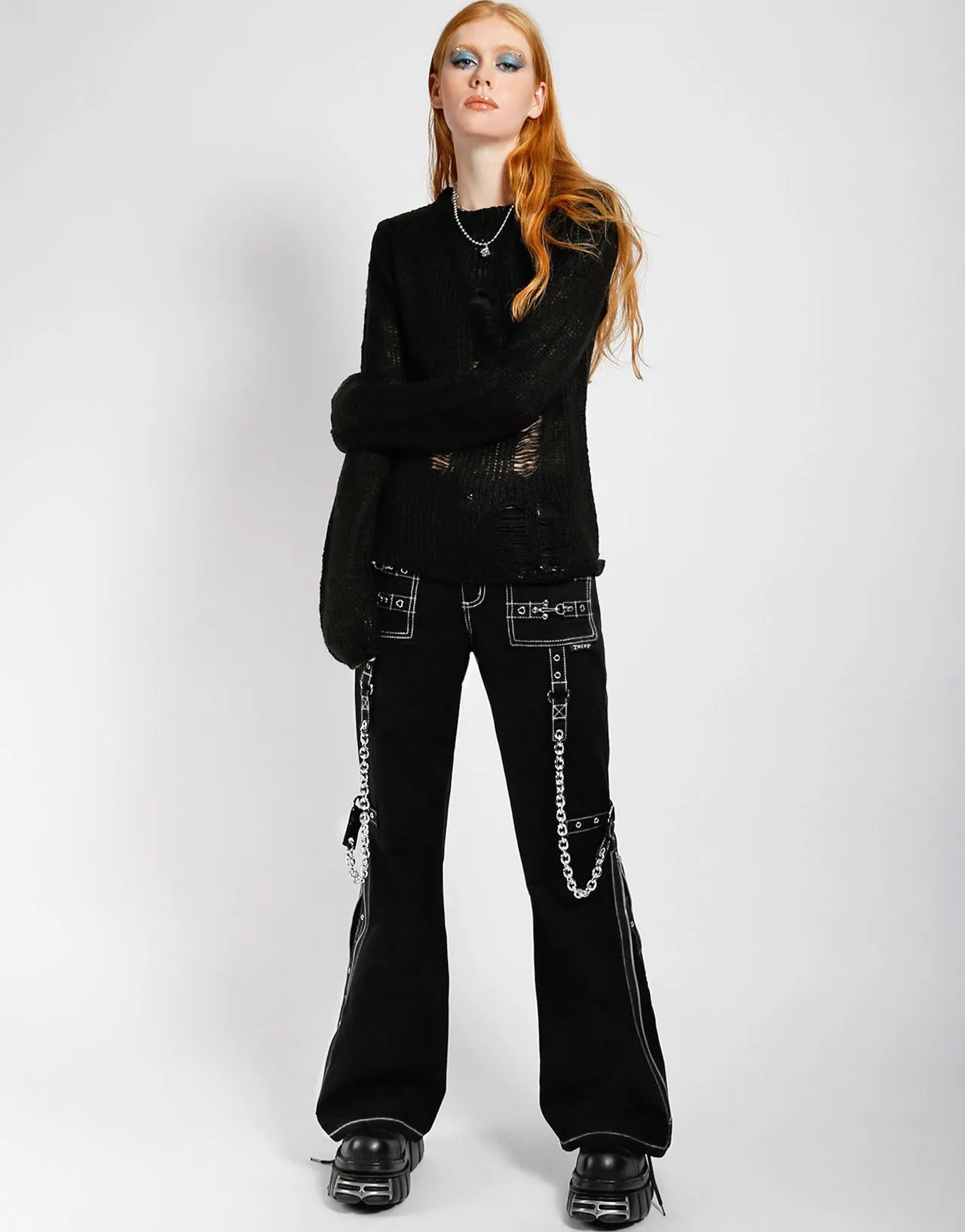 Non Tapered Leg Universal Fit System NIGHT PANT WHITE STITCH