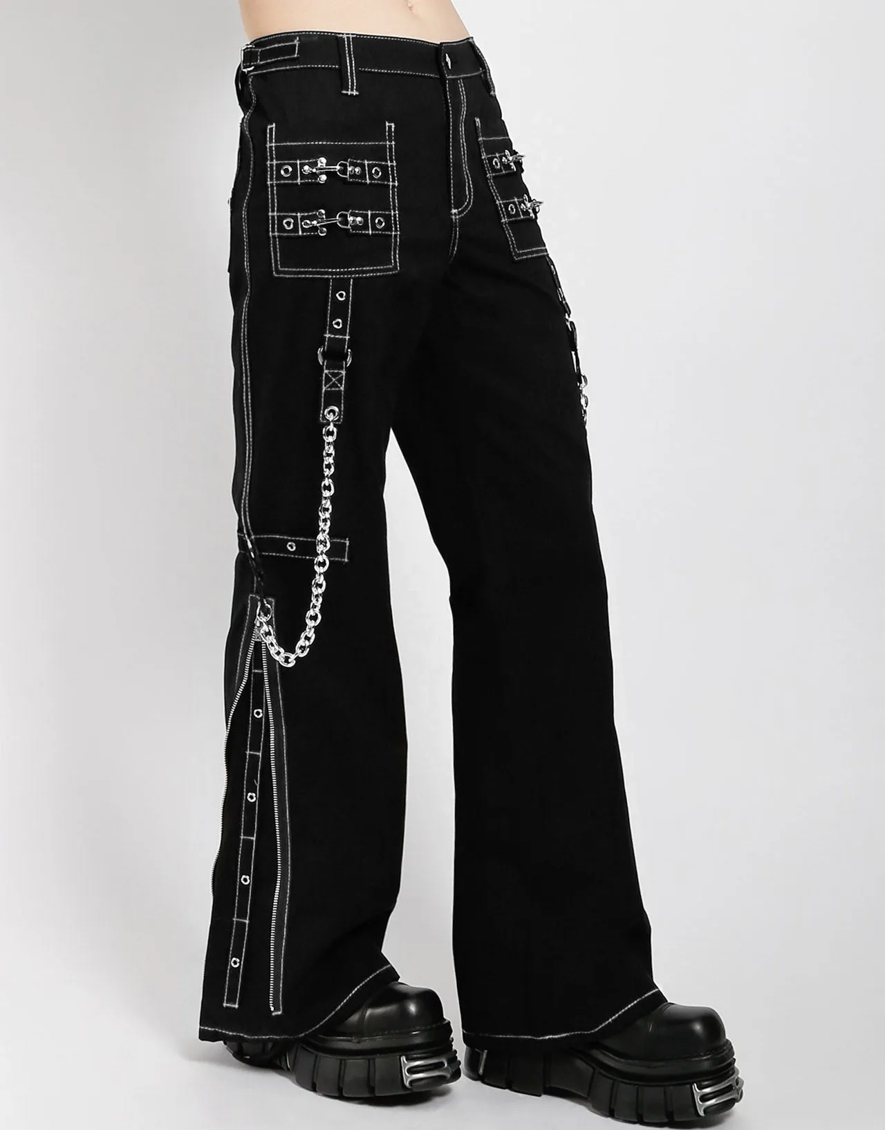 NIGHT PANT WHITE STITCH Hidden Zip Pockets