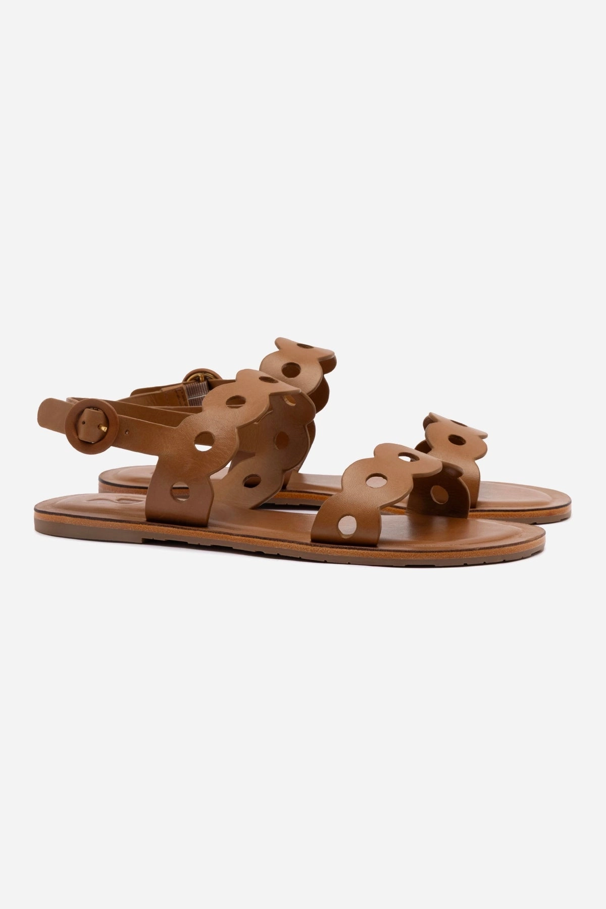Daylong Comfort Footwear Florence Flat Sandal In Light Caramel Leather