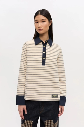 Earthy Tone Colorways Striped Cotton Polo