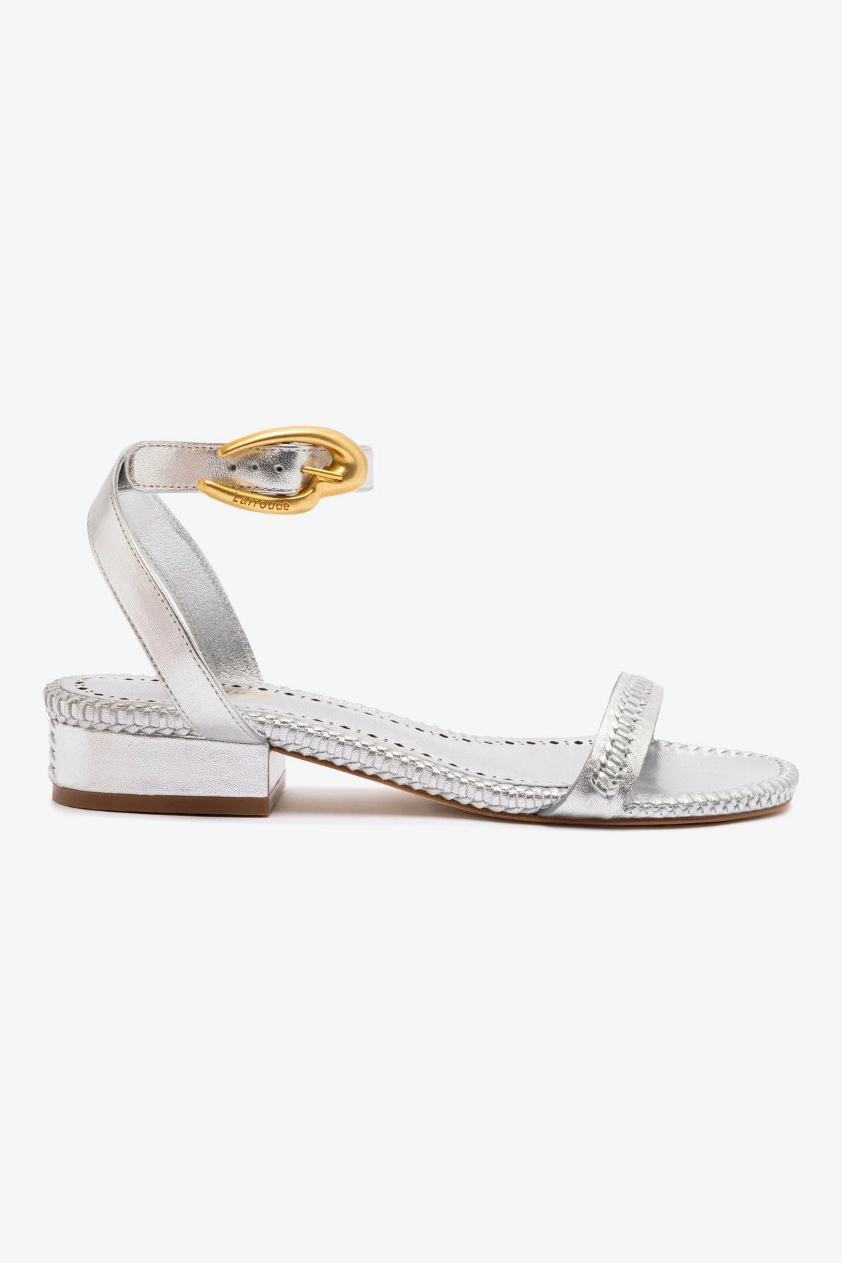 Verona Flat Sandal In Silver Metallic Leather Good Grip Supportive Cushioning