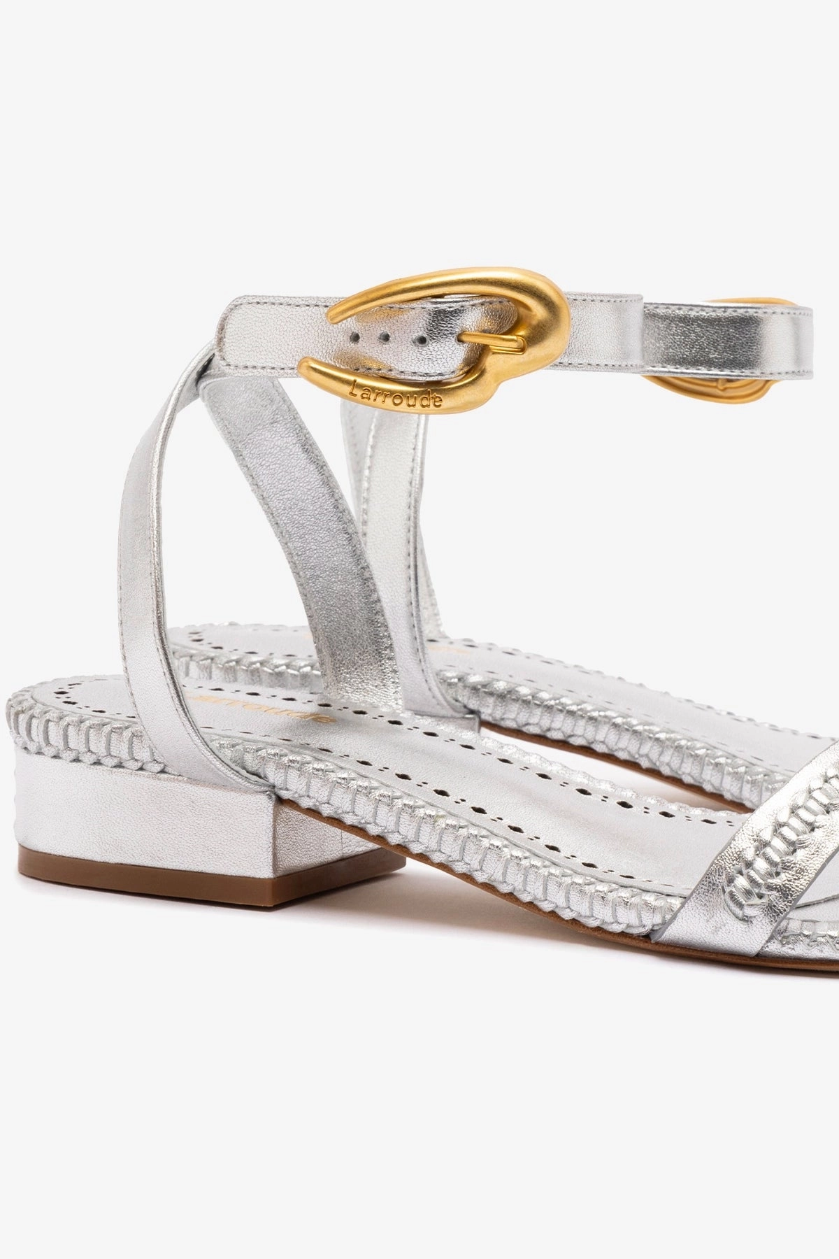 Love Glow Easy Wear Verona Flat Sandal In Silver Metallic Leather