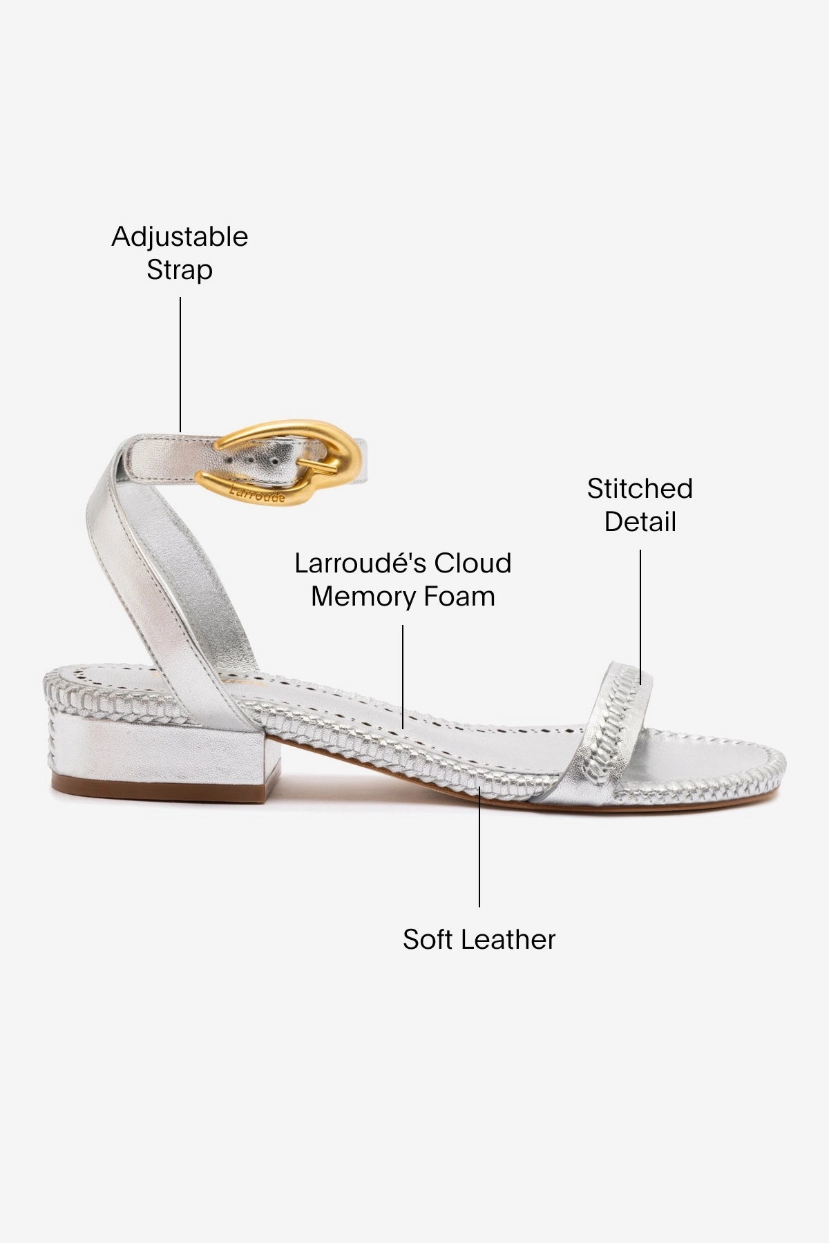 Verona Flat Sandal In Silver Metallic Leather Pollen Air linen fresh