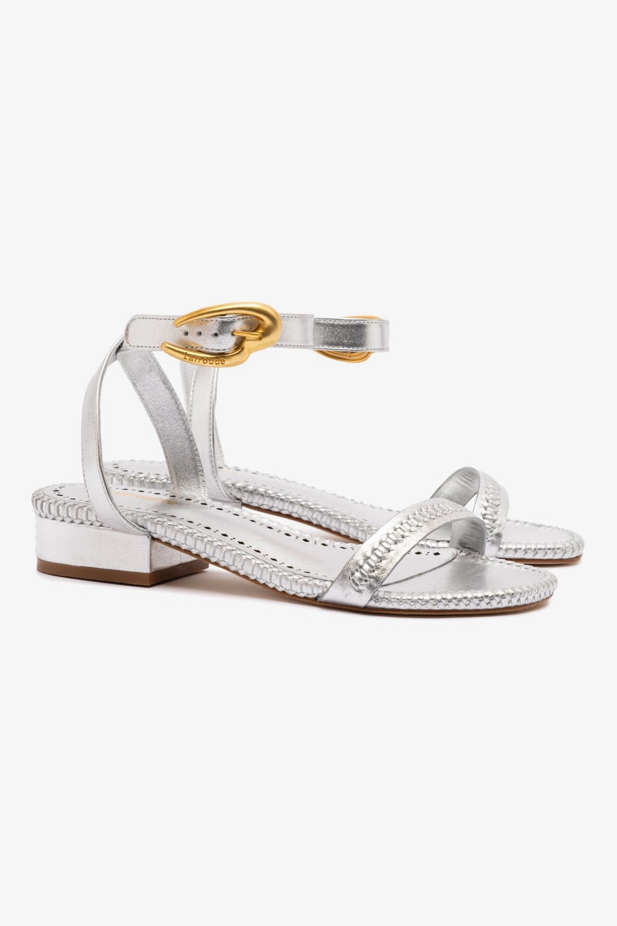 Verona Flat Sandal In Silver Metallic Leather Bare Foot