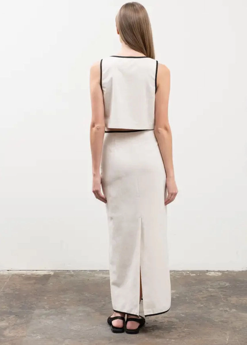 Airflow Ventilation Zones Anti Slip Shoulder Padding Orlo Contrast Crop Top - Natural