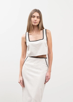 Orlo Contrast Crop Top - Natural Anti Pilling Technology WideNeckline