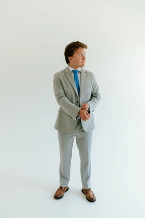 Workday Comfort Timeless Appeal Washable 2-Pant Flex Suit Light Grey