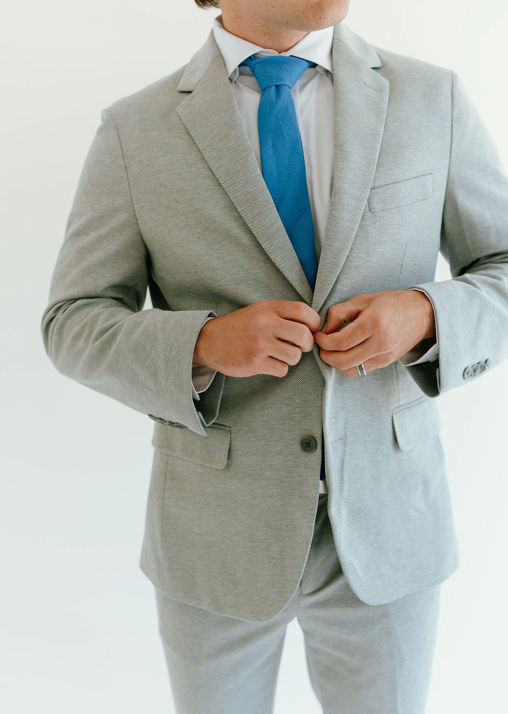 Washable 2-Pant Flex Suit Light Grey Non Iron Fabric Innovation