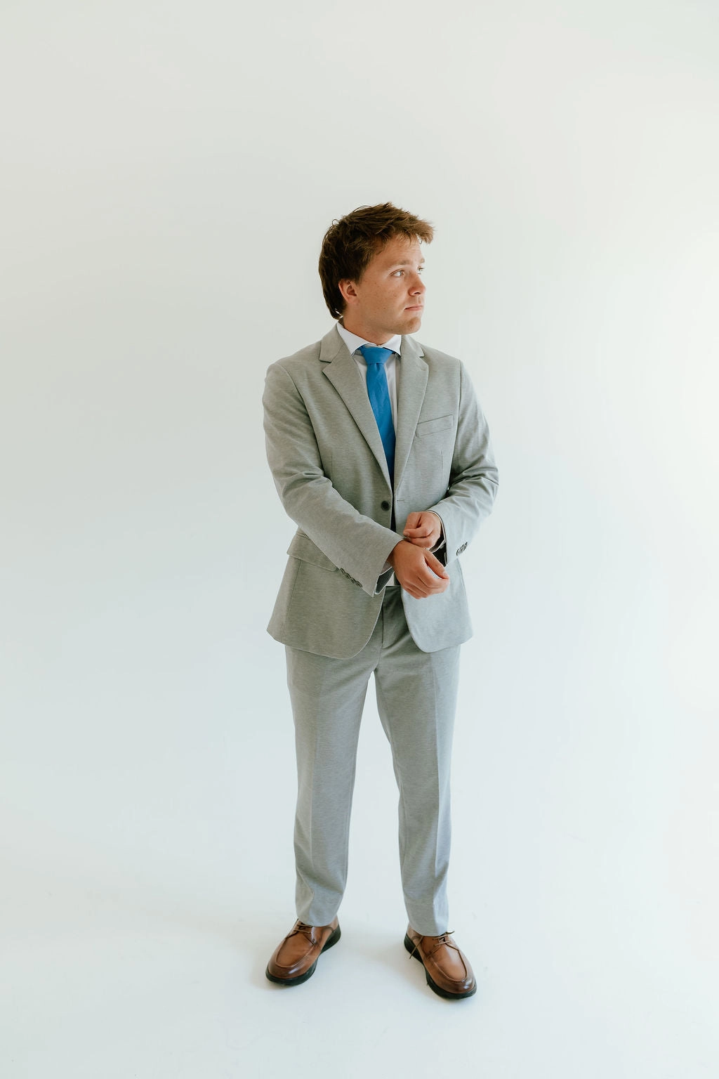 Workday Comfort Timeless Appeal Washable 2-Pant Flex Suit Light Grey