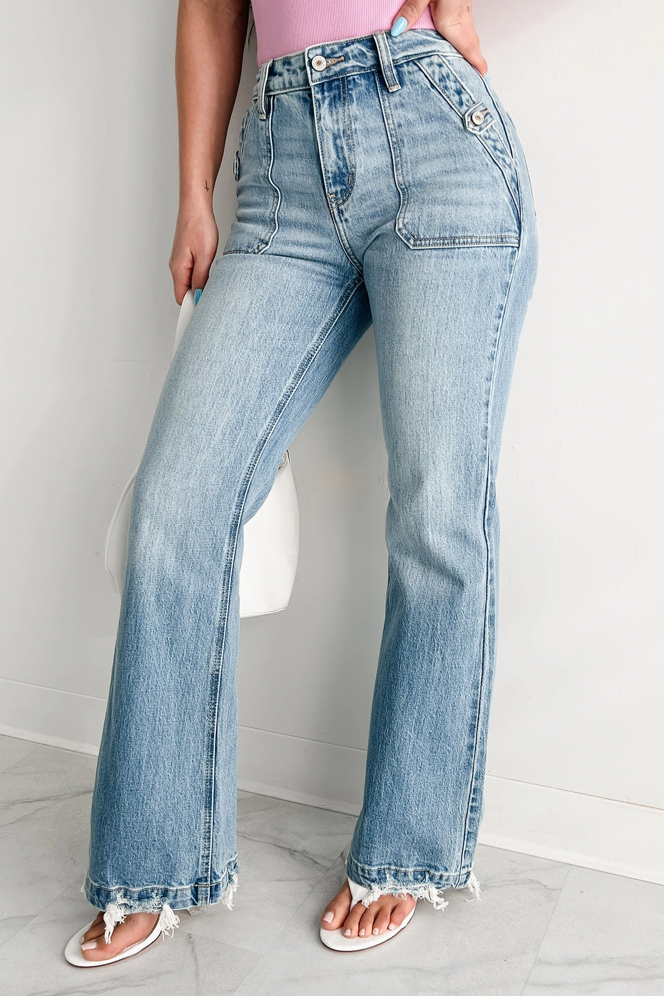 Everyday Fashion High Quality Classic Wear Earthy Fitzgerald High Rise Wide Flare Kancan Jeans (Medium)