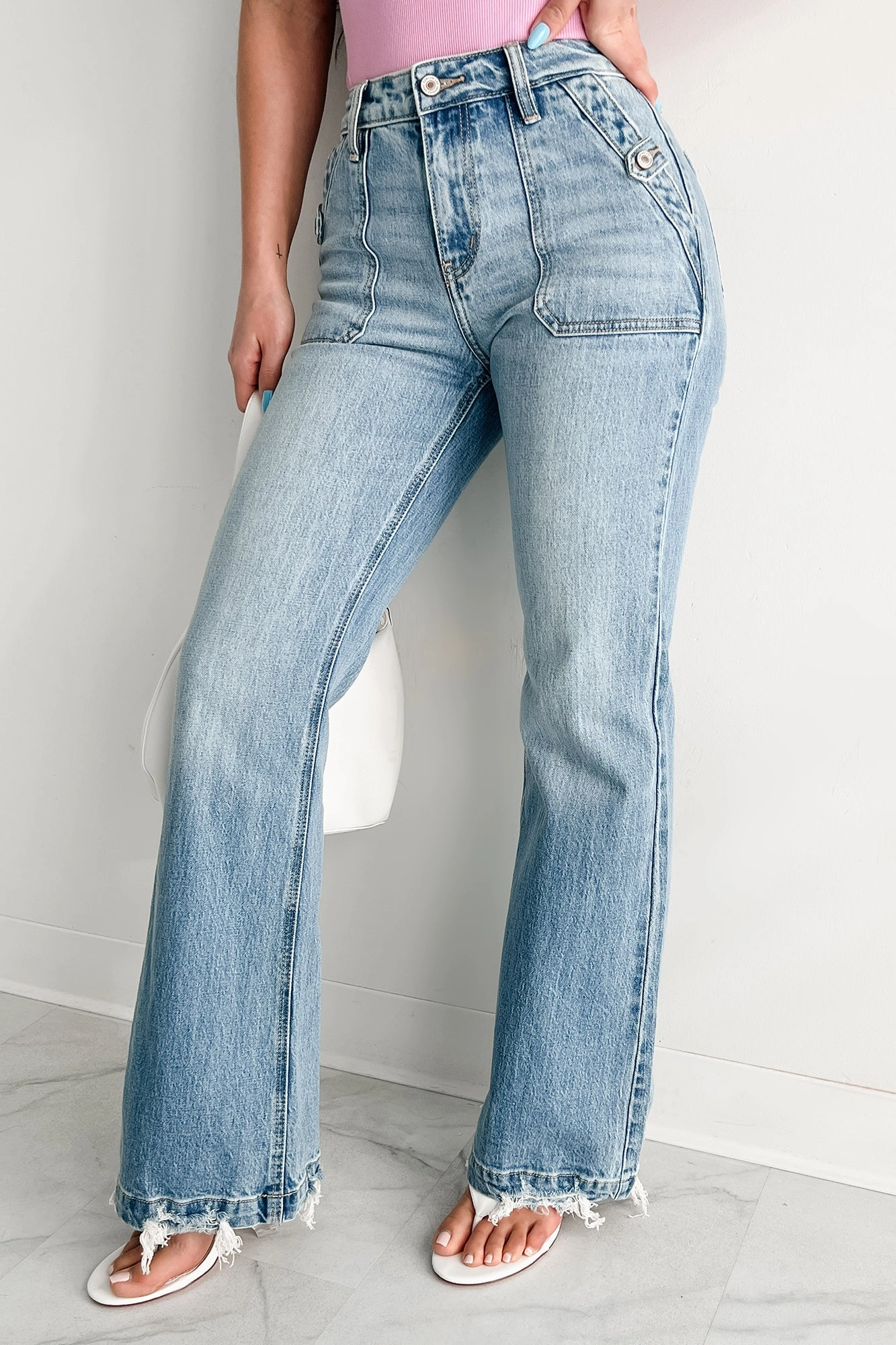 Slim Smooth Fitzgerald High Rise Wide Flare Kancan Jeans (Medium)
