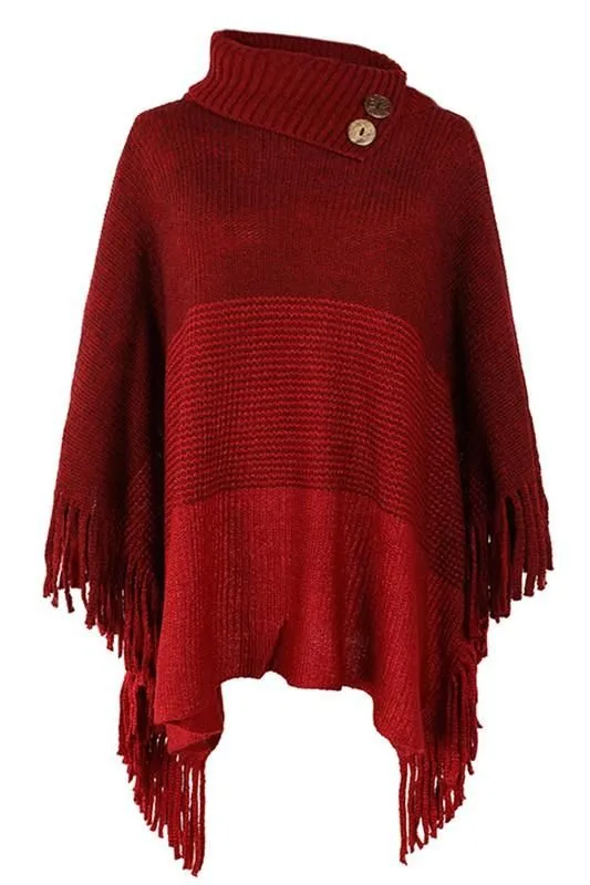 Basic Layering SWEATER HALF OPEN COLLAR CLOAK