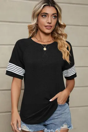 Layered Hemline LOOSE FIT CREWNECK LINE POINT SHORT SLEEVE TEE