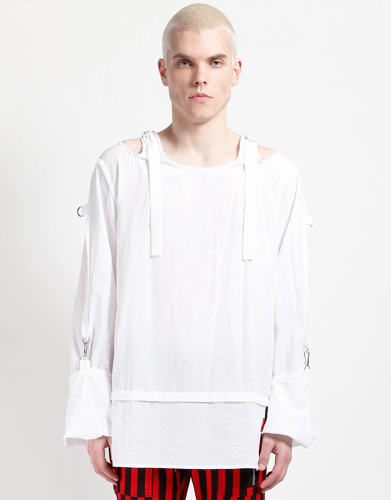 simple design Weighted Hem Trim PUNK TOP WHITE