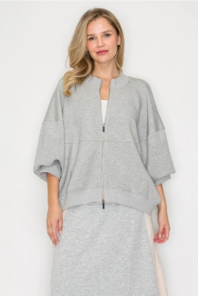 Active Wear Finella Stretch French Scuba Jacket in Heather Grey