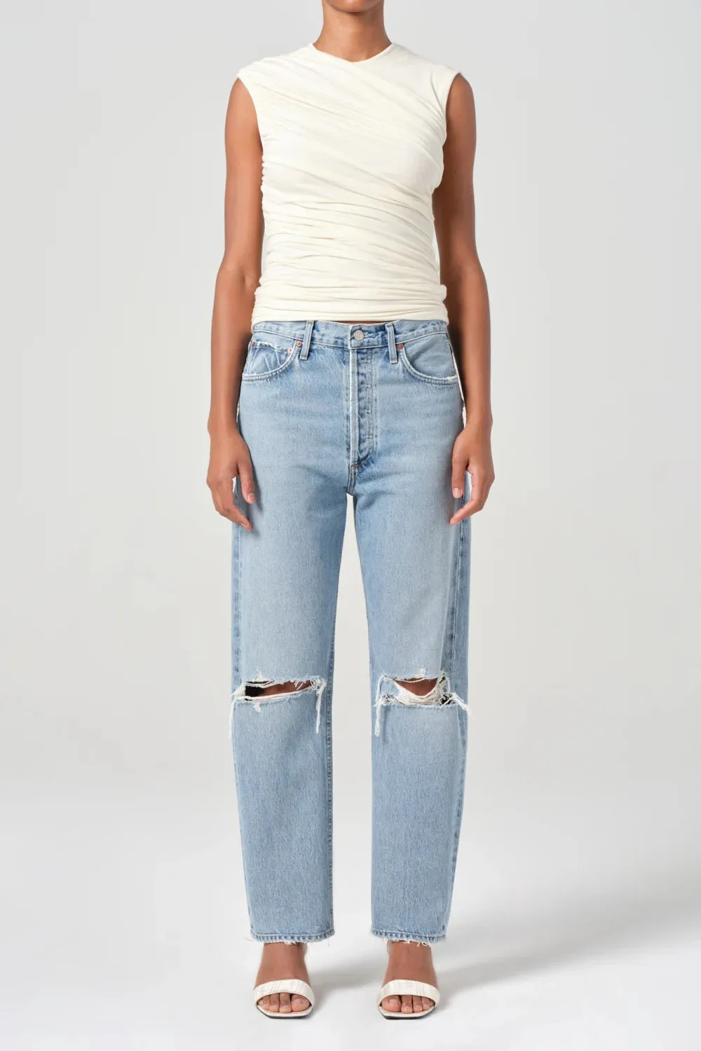 90's Mid Rise Straight Stretch Support Fit