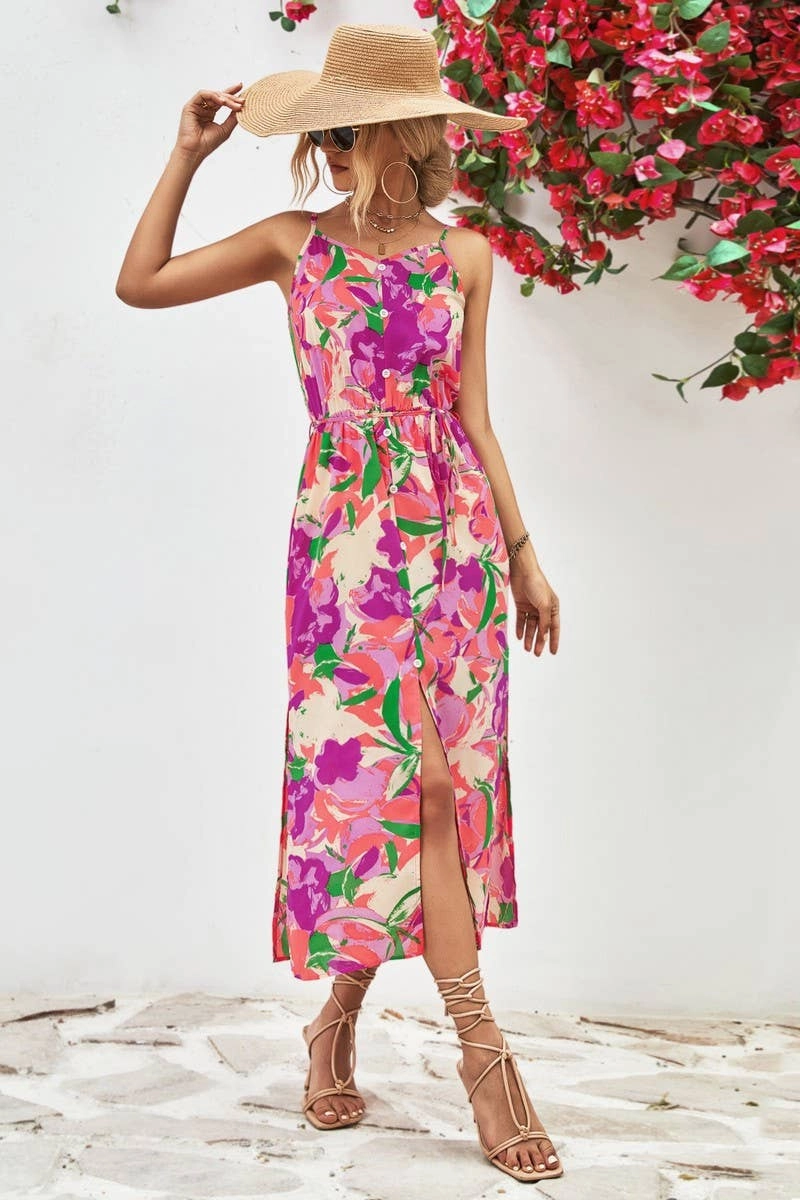 CONDOLE BELT PRINTING SPLIT DRESS_CWDSD2621 Tailored Layers