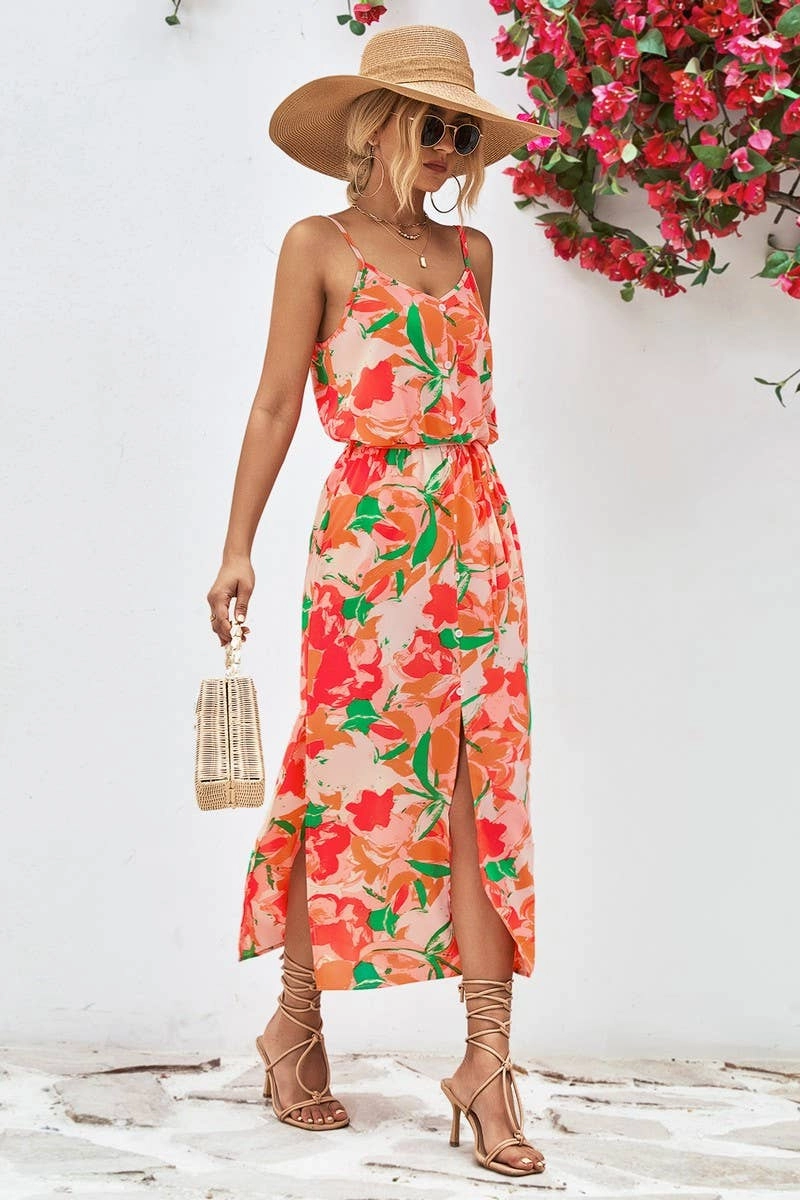 Movement Feel CONDOLE BELT PRINTING SPLIT DRESS_CWDSD2621