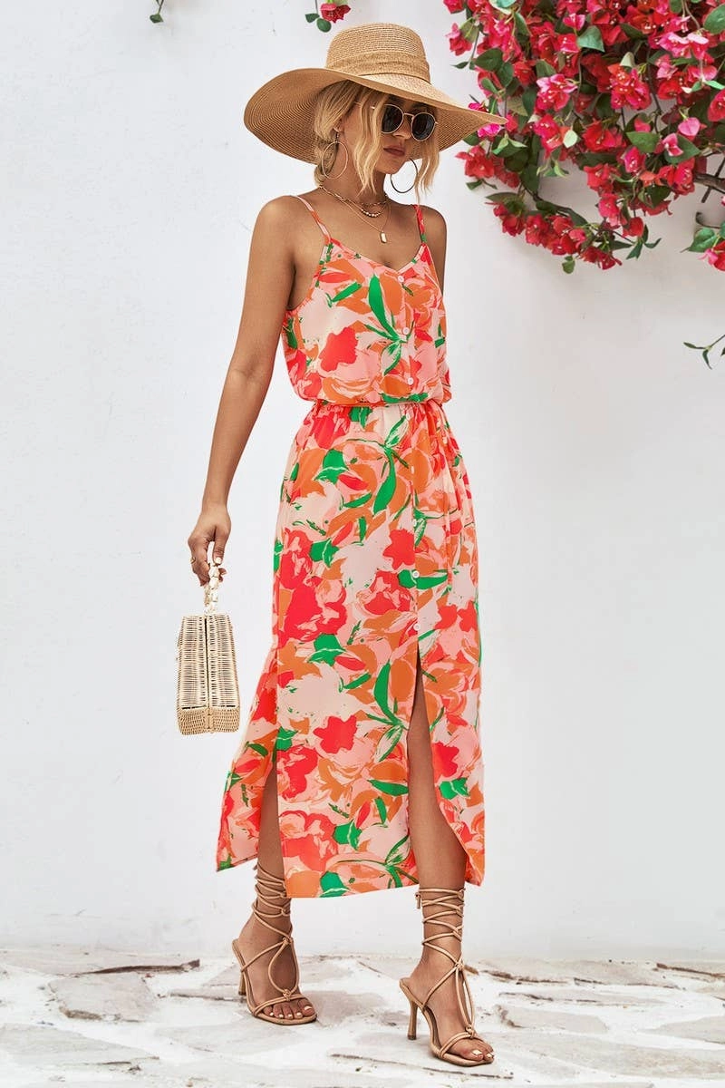 CONDOLE BELT PRINTING SPLIT DRESS_CWDSD2621 Fresh Glow