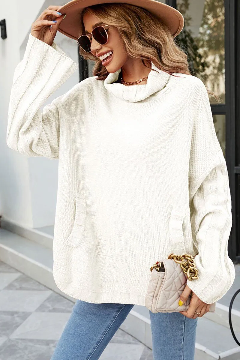 Flexible Fit WOMENS LOOSE OVERSIZE HIGH NECK SWEATER