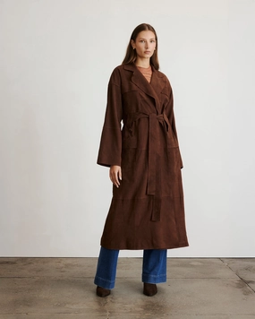 High Collar Design Suede Clayton Coat