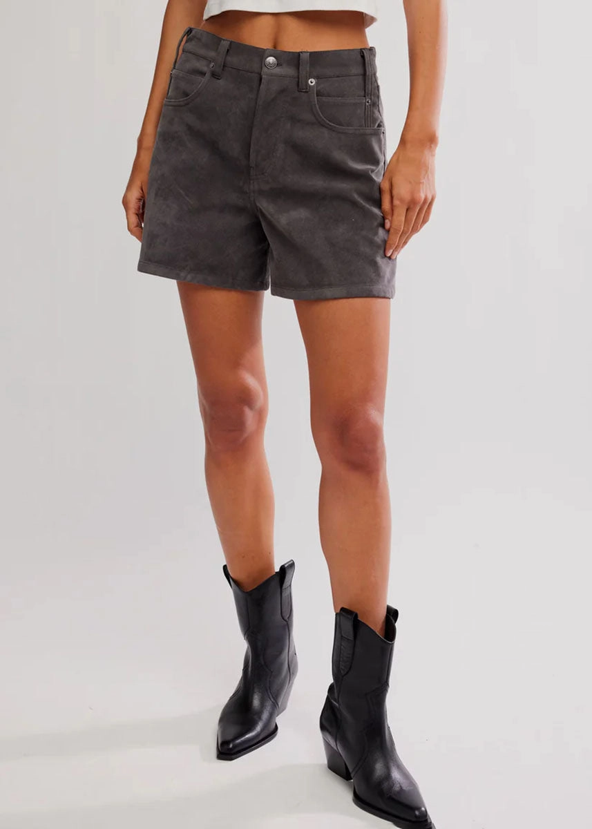 Tippi Vegan Suede Shorts - Dark Grey Versatile Style Daily Motion