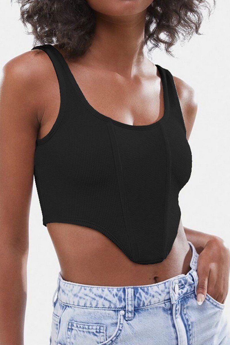 All-Purpose Wear Daily Fashion WOMEN SEXY DEEP U NECK CROP TANK TOP